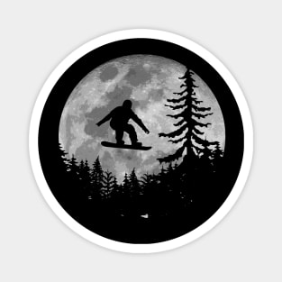 Snowboard Moon Silhouette Vintage Snowboarding Magnet